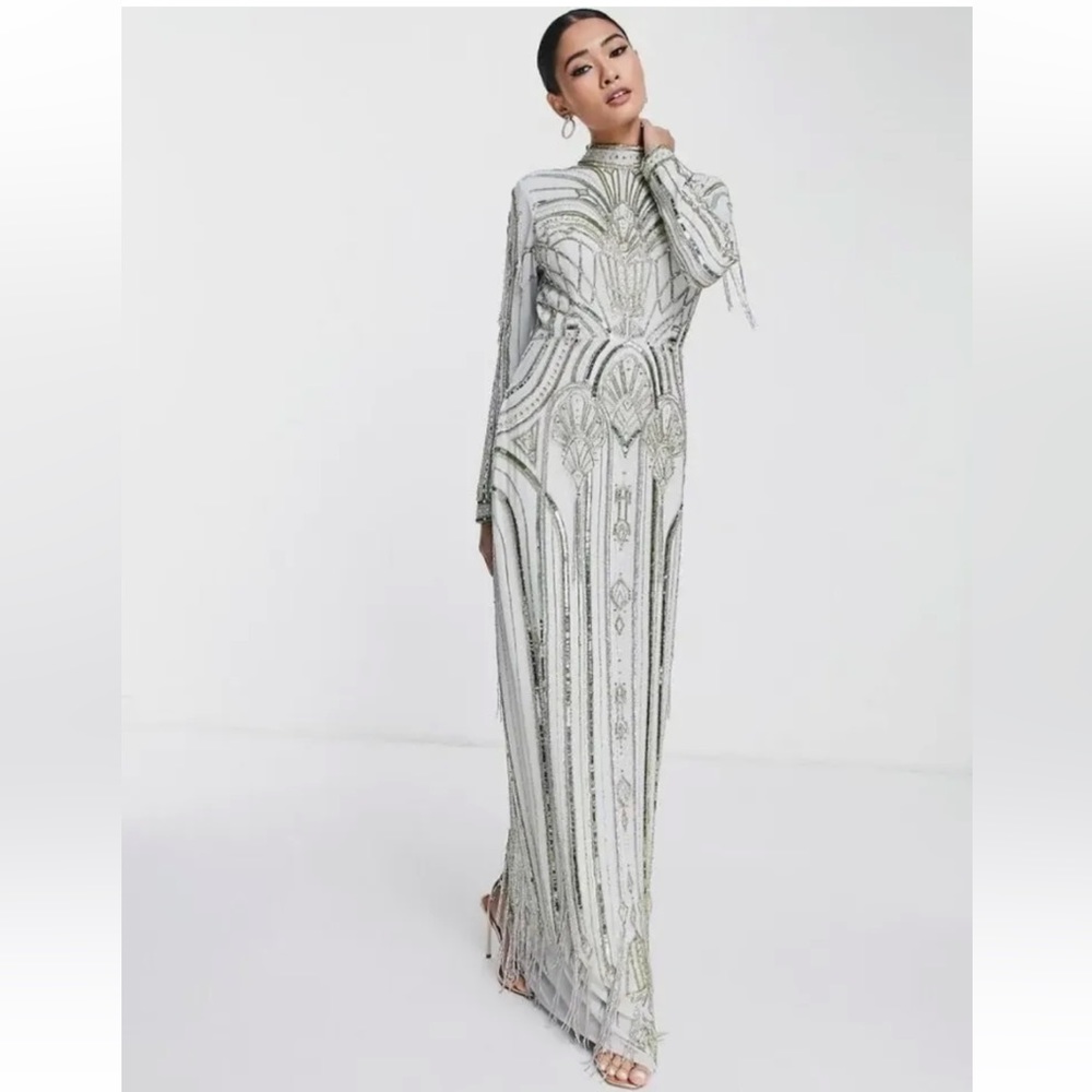 ASOS DESIGN maxi dress with art nouveau embellishment NWT